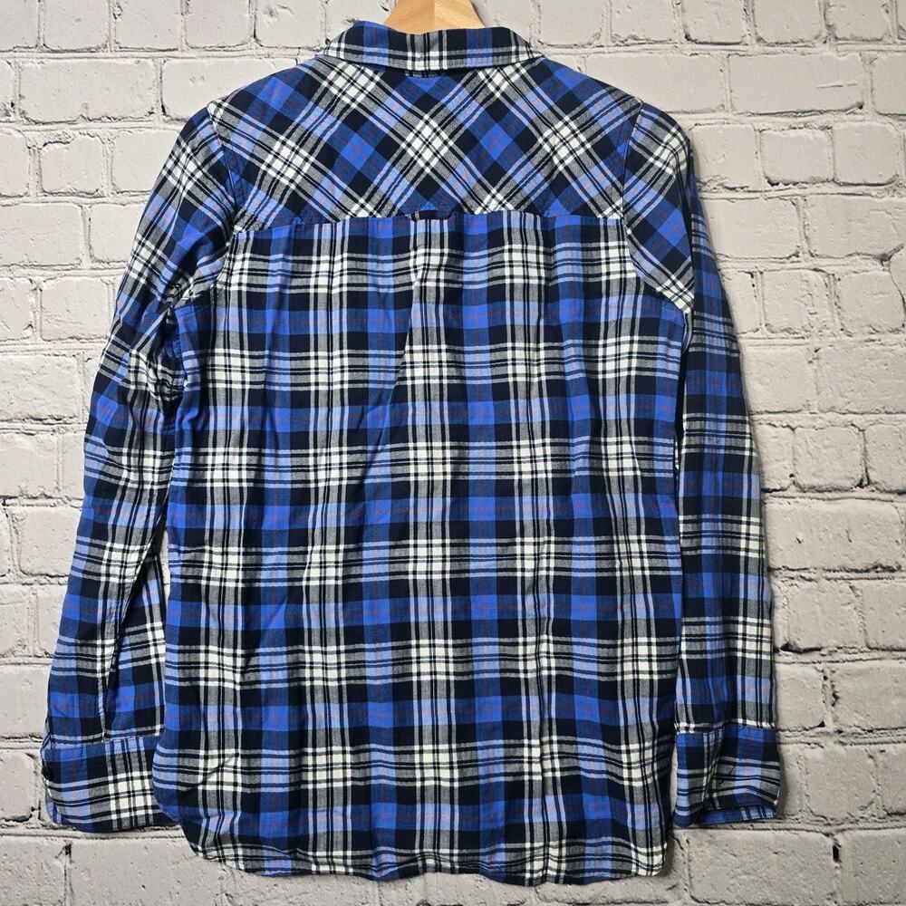 J Crew Womens Boy Fit Cotton Blue Plaid Button Up Fall Preppy Blouse Size 4 - Picture 8 of 12